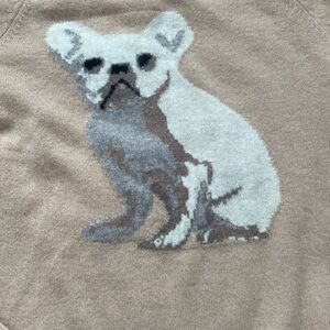 Philosophy cashmere Tan Dog Sweater with Bulldog Design